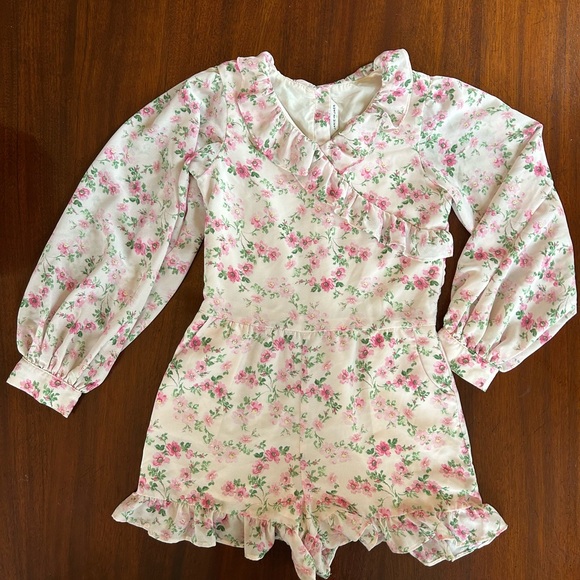 JANIE AND JACK DARLING PINK FLORAL ROMPER - Picture 1 of 5